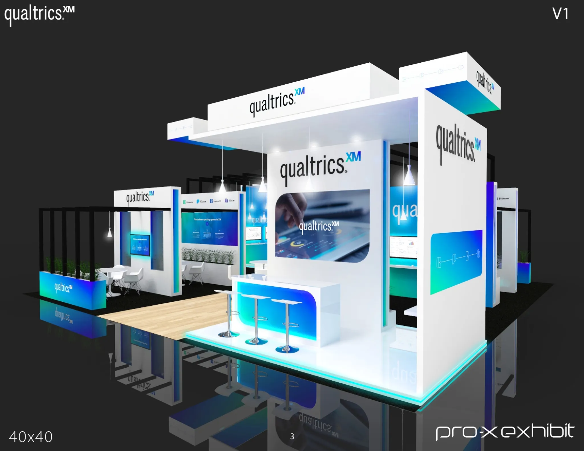 40x40 Island booth design by Pro-X Exhibits